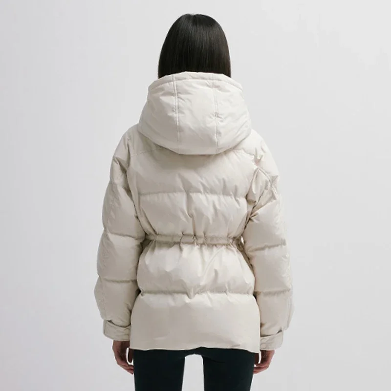 Chericom Dames Korte Puffer Donsjack Winter Trekkoord Taille Slim-fit Donsjack Kantoor Dame Mode Puffer Jassen Y298088Y