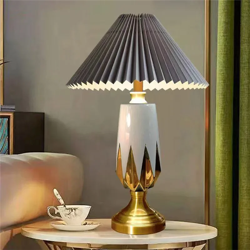 TEMOU American Retro Table Lamp French Luxury Living Room Study Villa Hotel Bedroom LED Bedside Desk Light