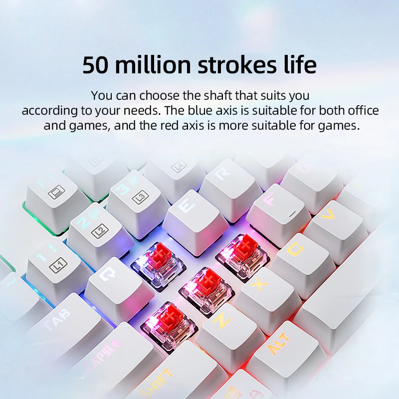 ThundeRobot KG3104 104คีย์คีย์บอร์ด USB แบบมีสาย LED Backlit Gaming คีย์บอร์ด Gamer สีฟ้าสีแดงสำหรับเดสก์ท็อป