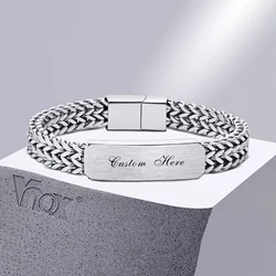 Vnox 12mm Customize Bracelets for Men, Never Fade Stainless Steel Bracelet, Double Layered Cuban Franco Foxtail Chain Bracelet