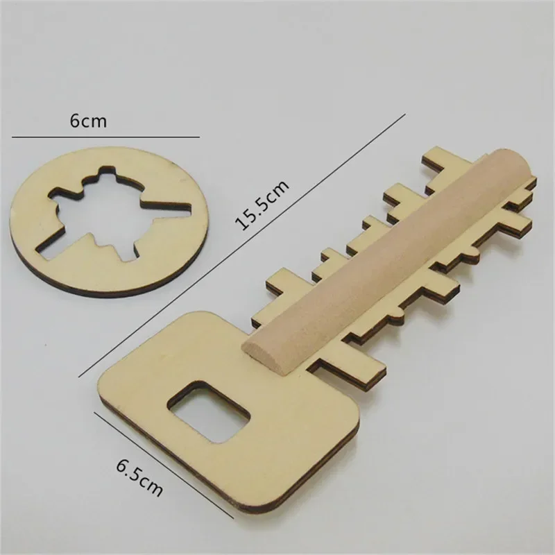 Intelligent Unlock Toy Wooden Kong Ming Lock Brain Teaser Puzzle Key IQ Thinking Test Montessori Kids Adult Decompression Games