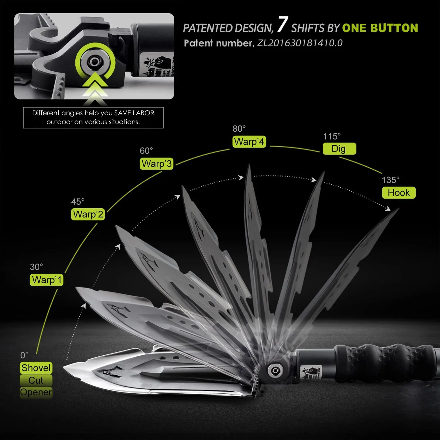Zune Lotoo 28 in 1 Survival Shovel Kit Tactical Camping Foldable Shovel Martensitic Steel Multifunction Survival Gear - view 2