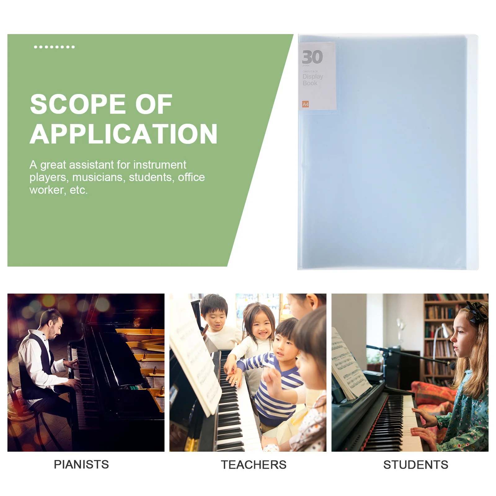 A4 Transparent File Folder Durable Music Binder For Sheet Score Organizer Wear-Resistant Document Protector School Office