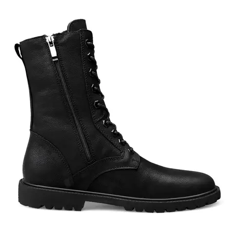 Botas altas de couro masculinas de inverno, sapatos táticos de combate, caça, preto puro, plus size 49 50 51 52