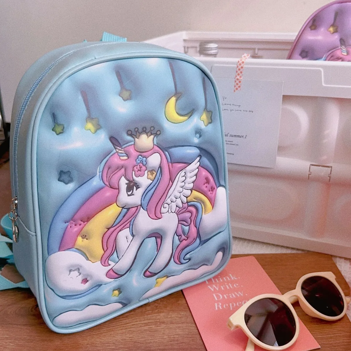 2024 New Children\'s 3D Digital Printing Unicorn Creative Modeling Dazzling Fashion Kindergarten Girl Cartoon Cute Backpack