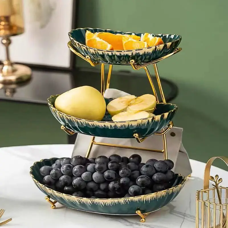 2/3 layer Porcelain Baking Set with Stand Tiered Serving Stand Buffet Server for Food Fruit Plates Tableware Kitchen Items