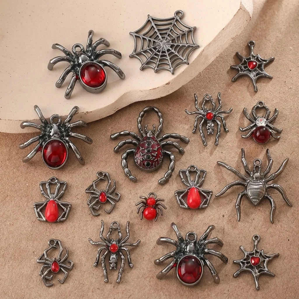 5pcs/Lot Dark Gothic Style Spider Pendant Metal Charms For DIY Necklaces Earrings Keychains Jewelry Making Supplies Components