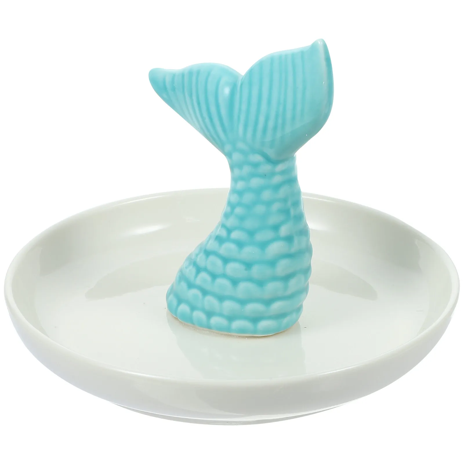 

Elegant Ceramic Jewelry Tray in Fish Tail Design Luxury Jewelry Display Plate for Bedroom Vanity Organizer Trinket Storage Dish