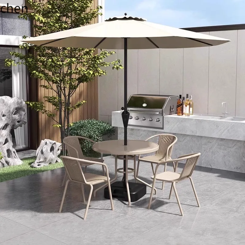 HT  Outdoor Sunshade Umbrella Courtyard Sun Umbrella Outdoor Entrance Small Yard Terrace Garden Open-air Table and Chairs