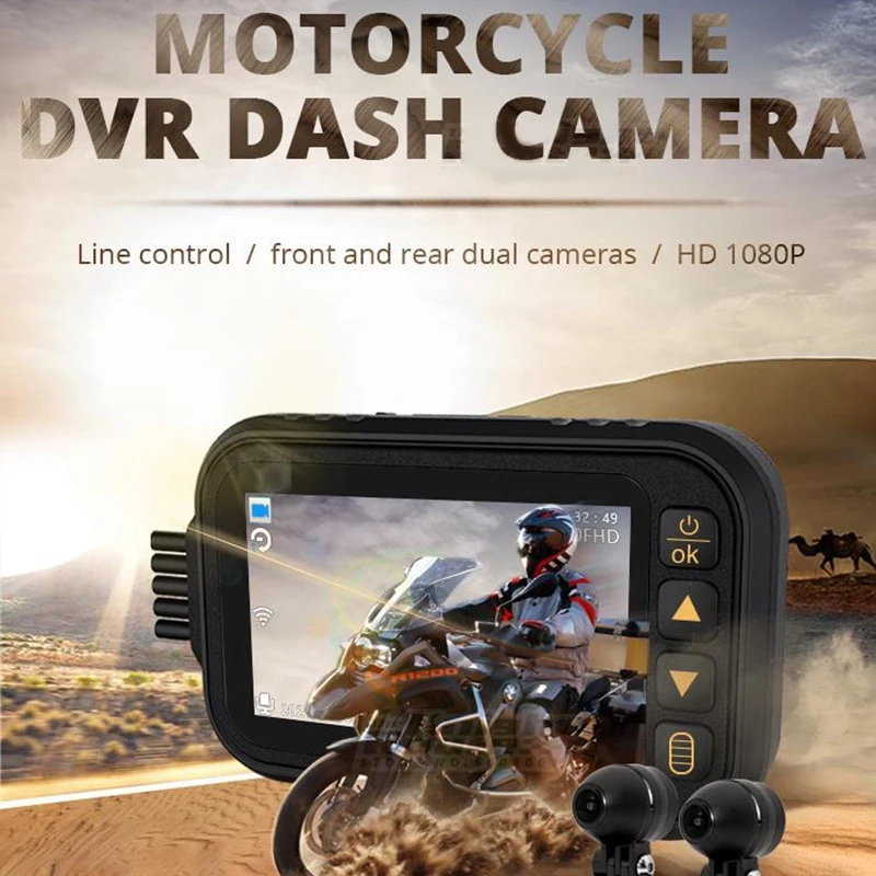 3 Inch Screen Motorcycle DVR Dash Cam HD 1080P+720P Front Rear View Dual Lens Waterproof Camera Moto Video Recorder Box