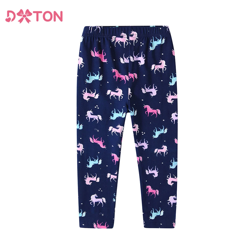 DXTON Elastic Girls Pants Unicorn Print Girls Trousers Cotton Toddler Pencil Leggings Casual Home Wear Autumn Children Costumes