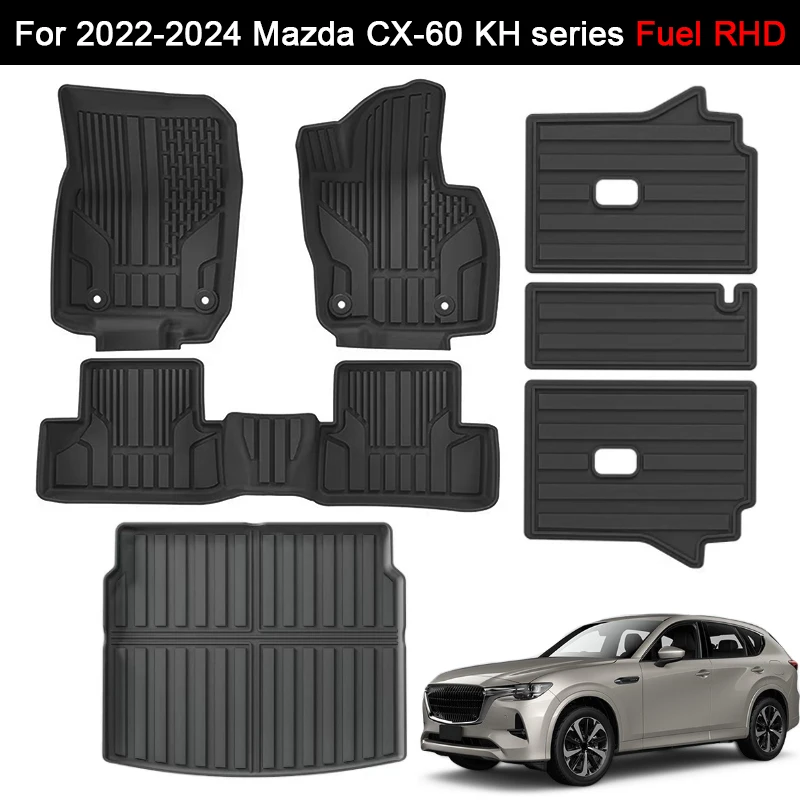 

for Mazda CX-60 KH series Fuel 2022 2023 2024 Car Floor Mats TPE 3D Foot Pad Cargo Liner Trunk Pad Right Hand Drive Back Cushion