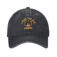 Washed Baseball Cap I Miss The Old Kanye West  College Dropout Bear Summer Trucker Hat For Men Women Kpop Rock Sun Baseball Caps