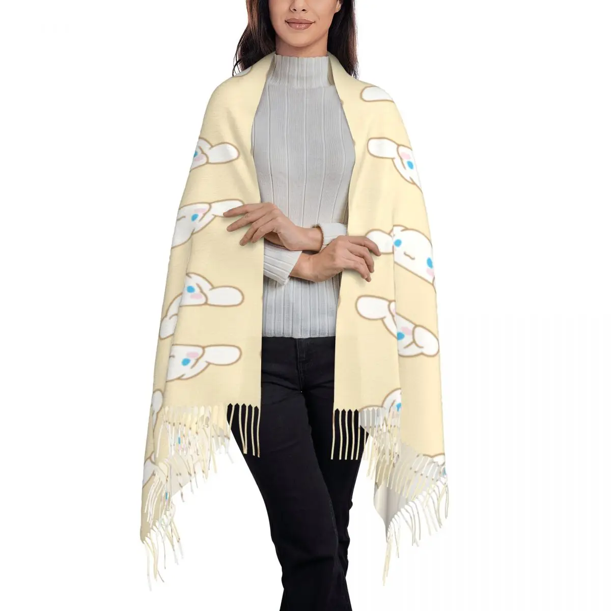 Cold Day Relax Cinnamoroll Wraps Sanrio Classic Hijab Stoles Gifts Girls Winter Warm Outwear