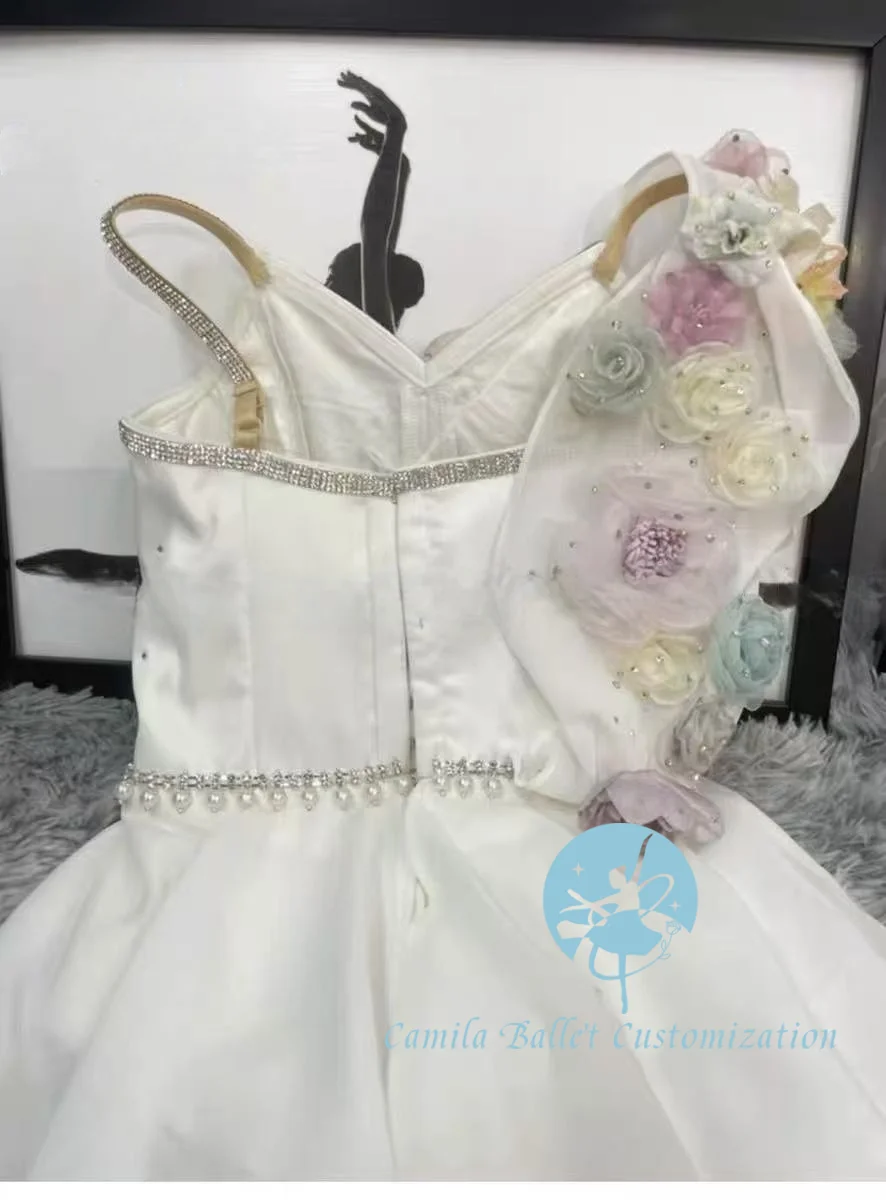 La última falda corta de tul de gasa para actuación de competición PDE de ballet de Cupido blanco a medida para adultos y niños