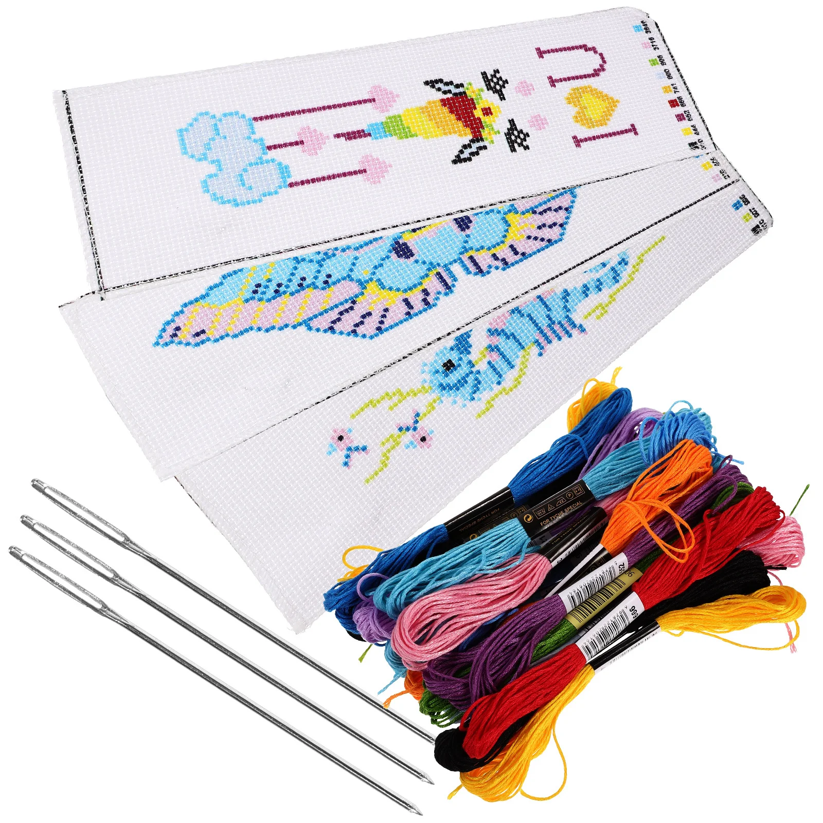 3 Zestawy do haftowania zakładek do książek DIY, zestawy zawieszek do książek, bezpieczne, delikatne, komfortowe, zapewniające przyjemność wizualną, prezent dla entuzjastów.