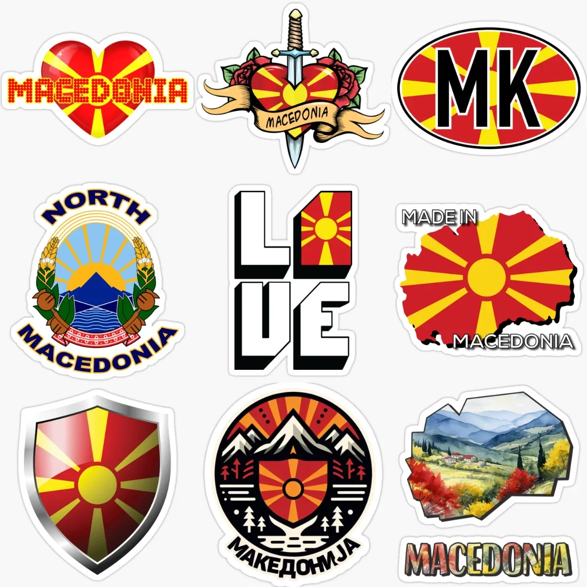 

MK Macedonia Flag Map Emblem Creative PVC Car Stickers for Car Bicycle Helmet Window Wall Decoration Accessories