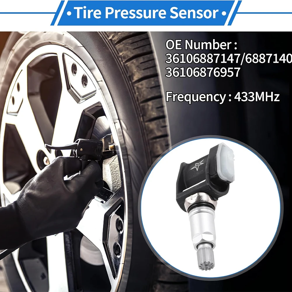4PCS Tire Pressure Sensor 433MHZ TPMS 36106887147 6887147 6887140 6872774 A0009052102 for BMW F40 G20 G22 G30 G11 F12 G32 G15