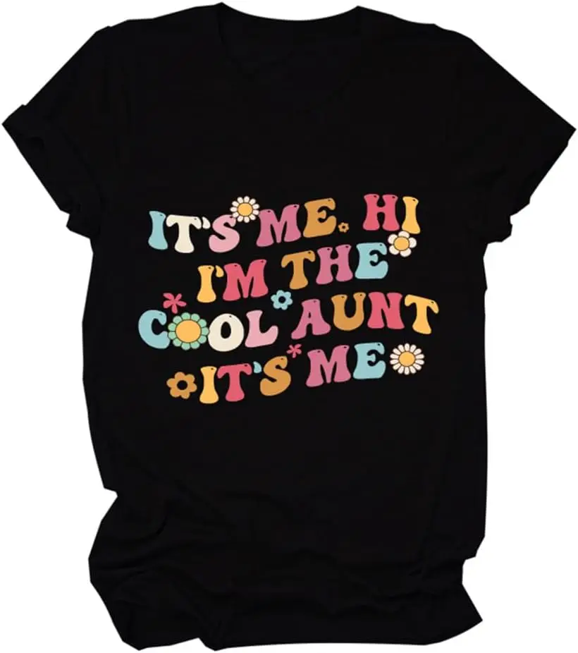 

Funny Auntie T Shirt Womens Short Sleeve Cute Graphic Tees Letter Printed Aunt Gifts Shirt Tops