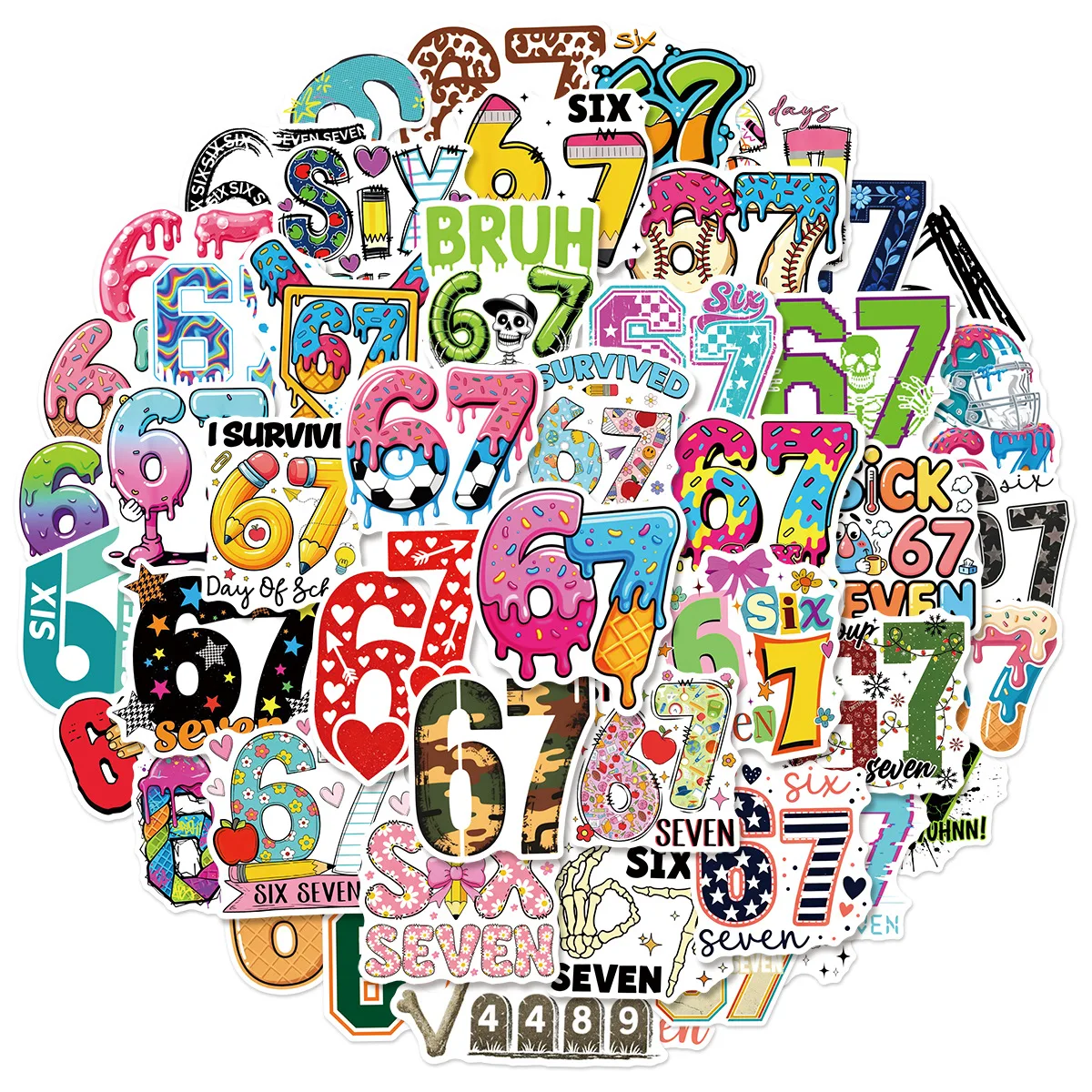 50 pezzi divertenti 67 sei sette adesivi 67 adesivi fai da te scrapbooking telefono bagagli decalcomanie impermeabili