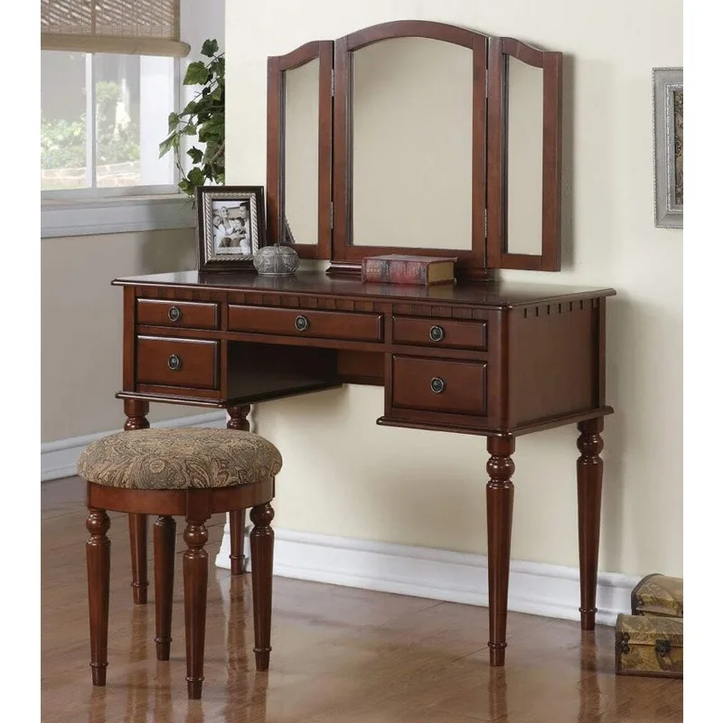 Collection Vanity Set with Stool, Cherry