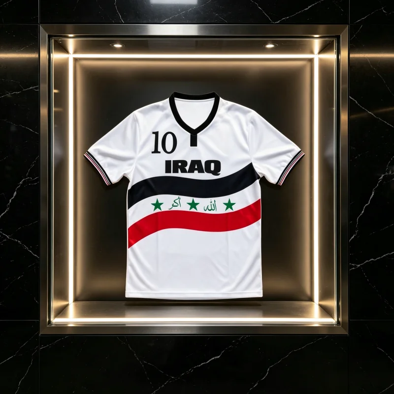 Summer Iraqi Flag Striped V-neck Football Jersey, Iraqi Fan Street Wear, Quick Drying Breathable T-shirt, Parent-child Outfit