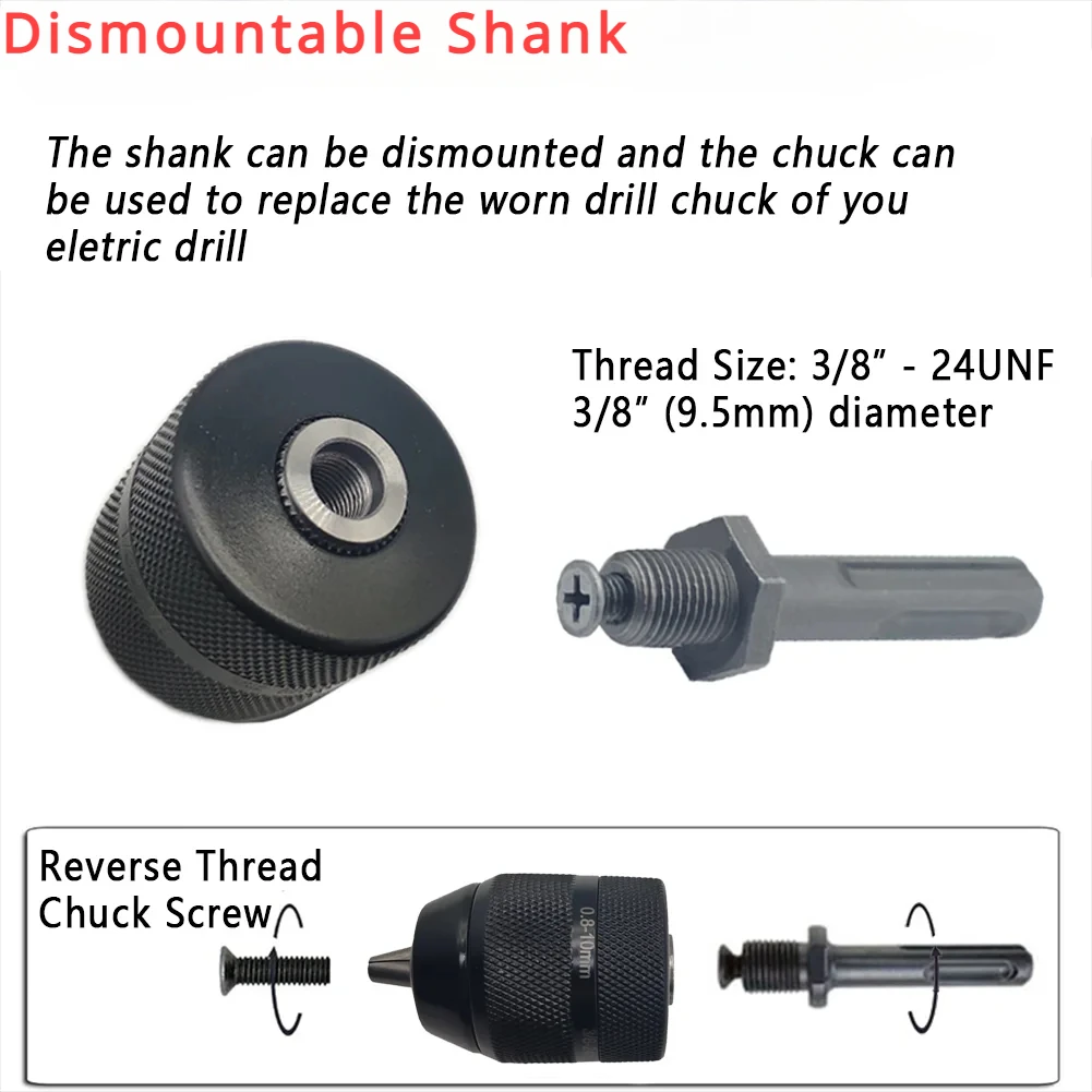 1/2' 3/8' Selflocking Screwdriver Drill Chuck Quick Grip Adapter Mandril SDS Plus Collet Lathe Impact Drilling Socket Bit Holder