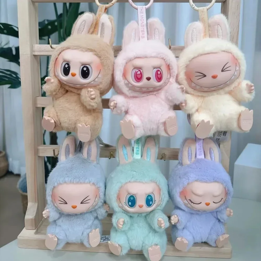 Boîte aveugle en peluche en vinyle, Macaron 2e monstres Labubu, fête assise, boîte Surprise décorative, cadeau de Collection de poupées, haute qualité 1:1