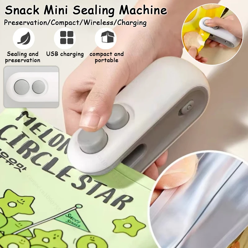 Handheld Bag Sealer Mini Heat Vacuum Food Sealer with Cutter and Magnet 2 in 1 Bag Sealer for Plastic Bags Snacks Food Storage