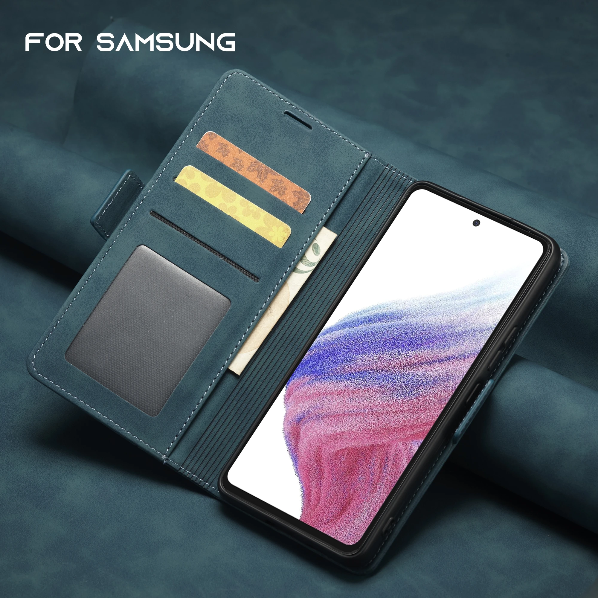 Retro-Leder-Handyhülle für Samsung Galaxy A17 A56 A36 A16 A55 A35 A15 Cover Luxus Anti Drop Funda Wallet Card Business Cases