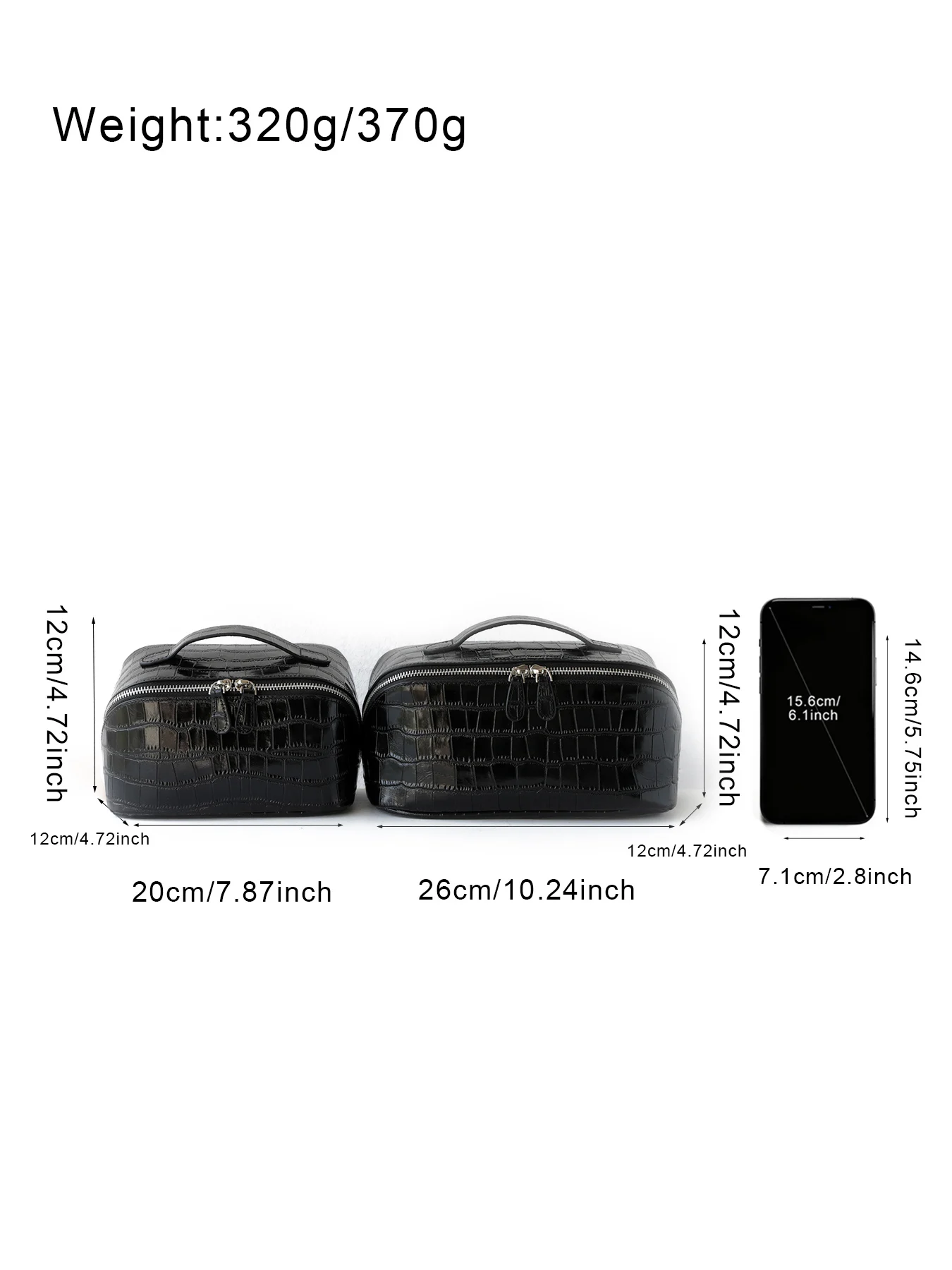 Echtes Leder Krokodil-Prägung Schwarzes Kosmetiktaschen-Set für Damen Toilettenartikel-Organizer Große Kapazität Reise-Make-up-Tasche – Detail 7