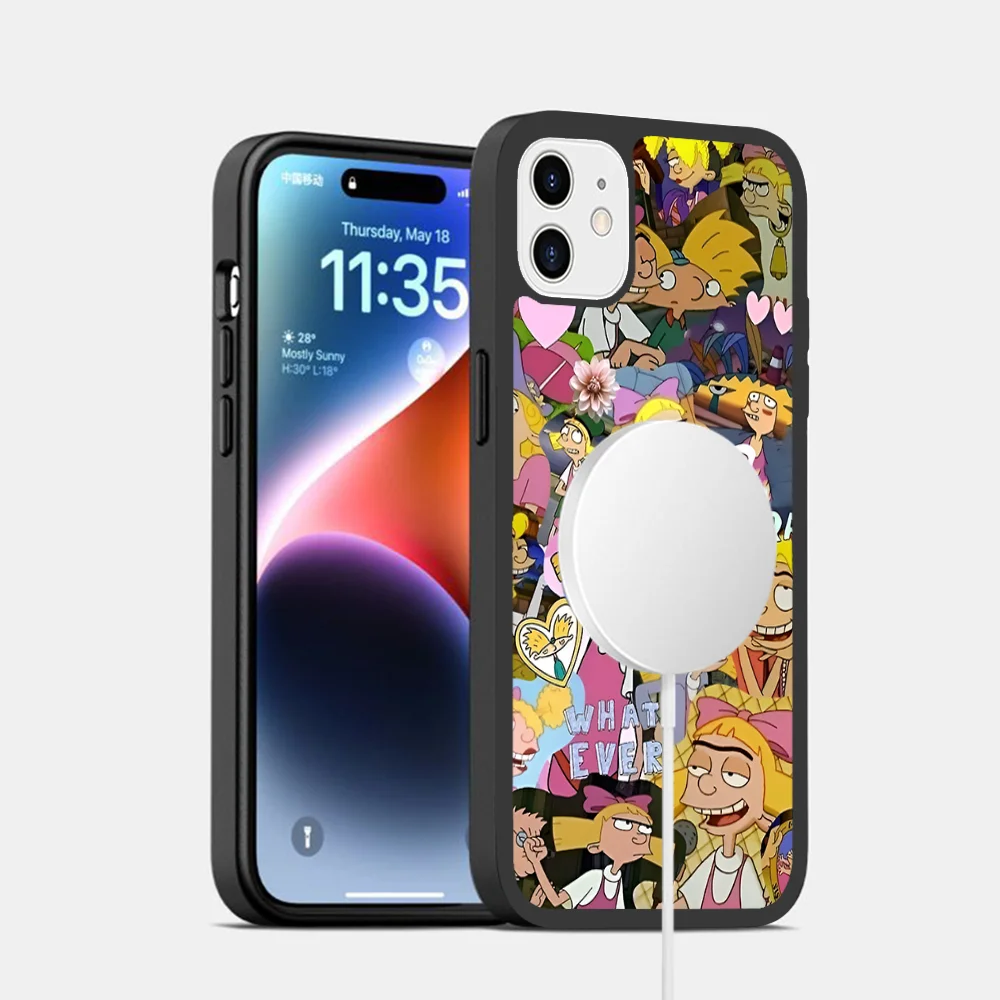 Hey A-Arnoldes-H-Helga Cute Phone Case Magnetic Case For iPhone16 14 13 12 11 15 Pro Max Plus For Magsafe Wireless Charge Cover image 5