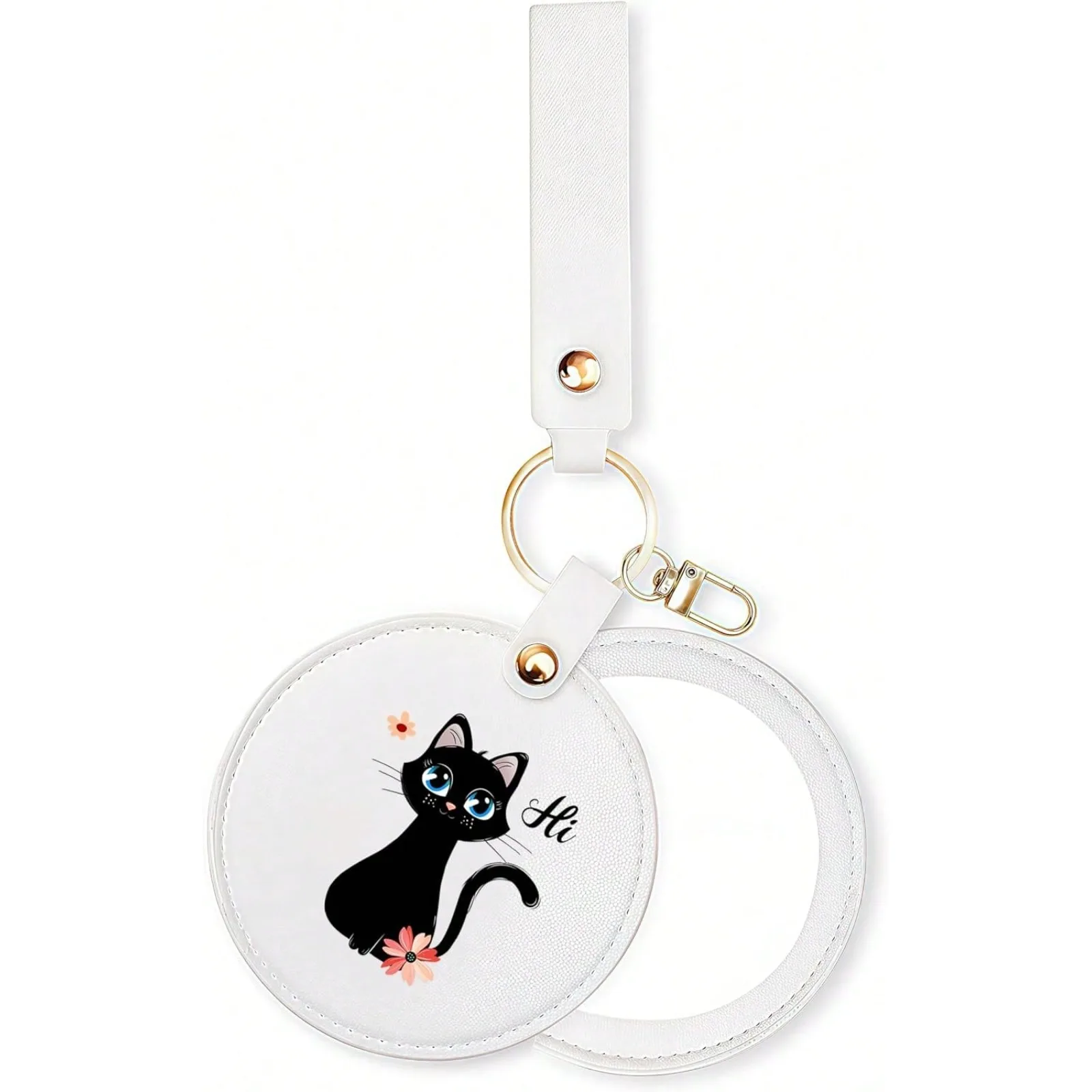 

Compact Mirror For Purse,Leather Small Pocket Mirror, Cat Lovers Themed Gifts Stuff For Girls Teens Kids Women! (Cat)