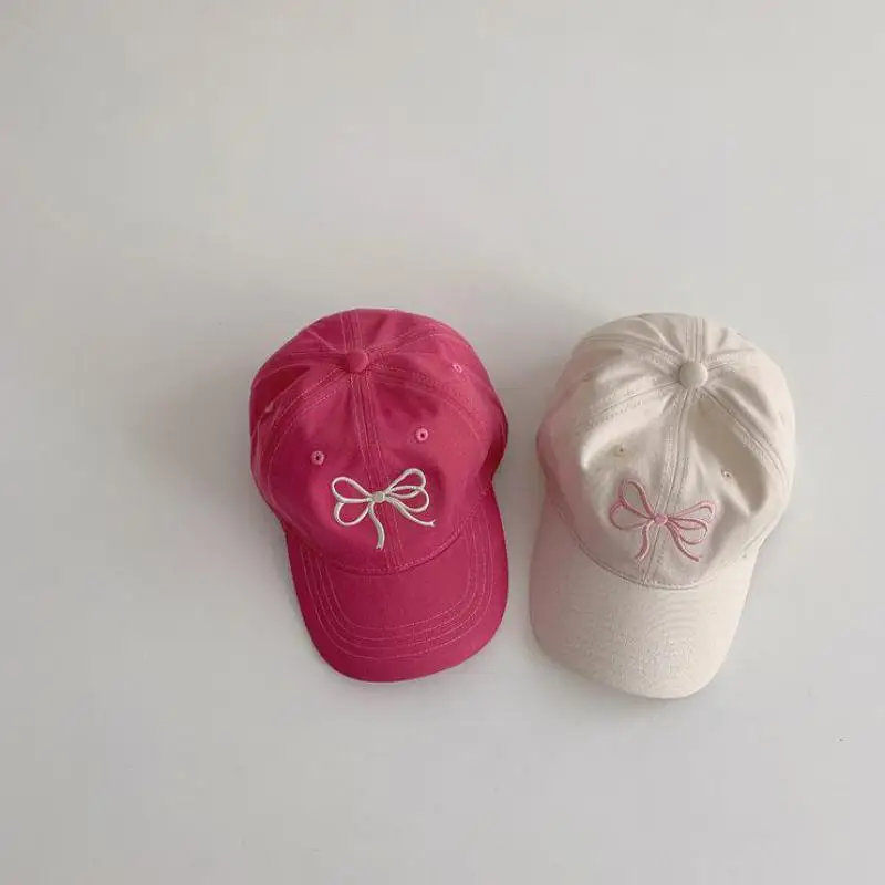 Children Embroidery Bow Peaked Cap Girl Baby Cotton Baseball Hat Kid Casual Cap Boy Outdoor Sunscreen Caps Toddler Fashion Hats