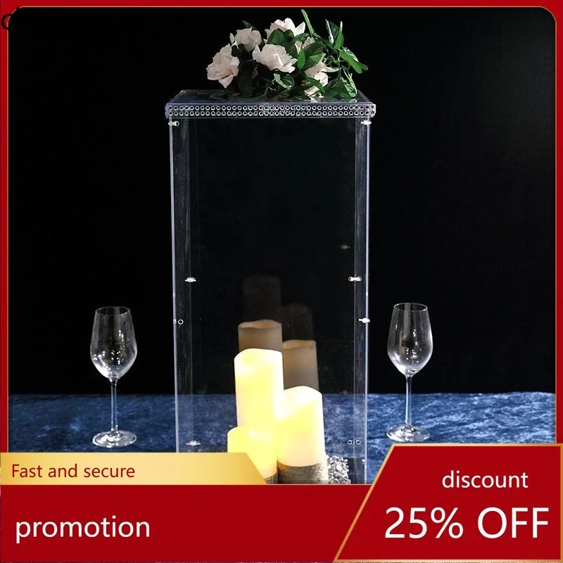 

H1 new wedding props square acrylic aisle markers wedding banquet hall stage decoration hotel table floral stand decor