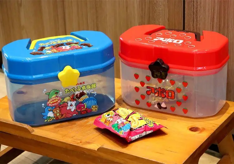 Nette Cartoon Kinder Doppel Schichten Lagerung Box Tragbare Kunststoff Spielzeug Kreide Snack Baustein Organizer Umweltfreundliche Material – Detail 1