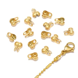 50-100pcs Gold Fitting Stainless Steel Ball Chain Calotte Crimps Beads Connectors End Clasps for DIY Bracelet Necklace Making
