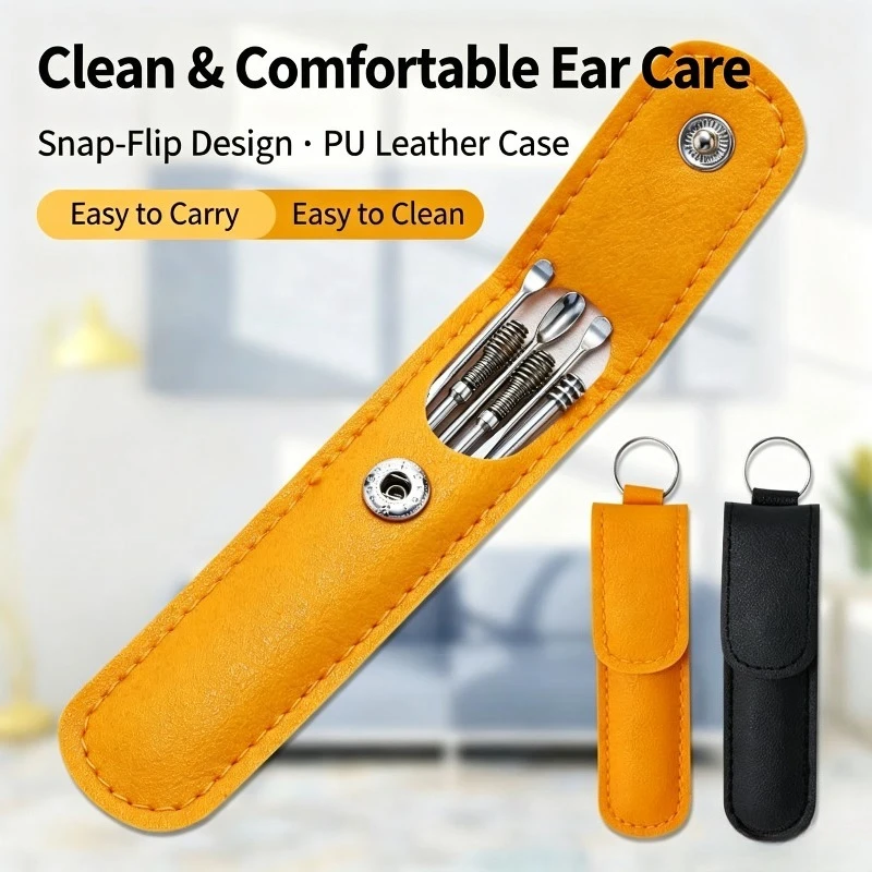 1 Set 6-piece Set of Ear Picking Spoons in Stock Household Ear Picking and Cleaning Tool Set Portable Spiral Spring Ear Scoop