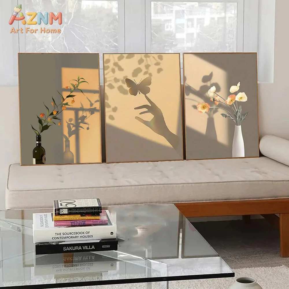 AZNM Sakura Villa Contemporary House Canvas Wall Art, impression de typographie d'architecture moderne, décoration murale minimaliste sans cadre pour L