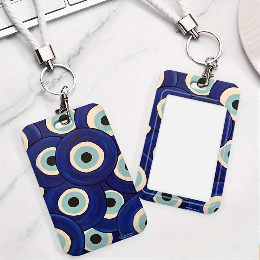 Blue Evil Eye Art ID Card Holder Plastic Badge Case For Medical Staff Student ID Card Protection
