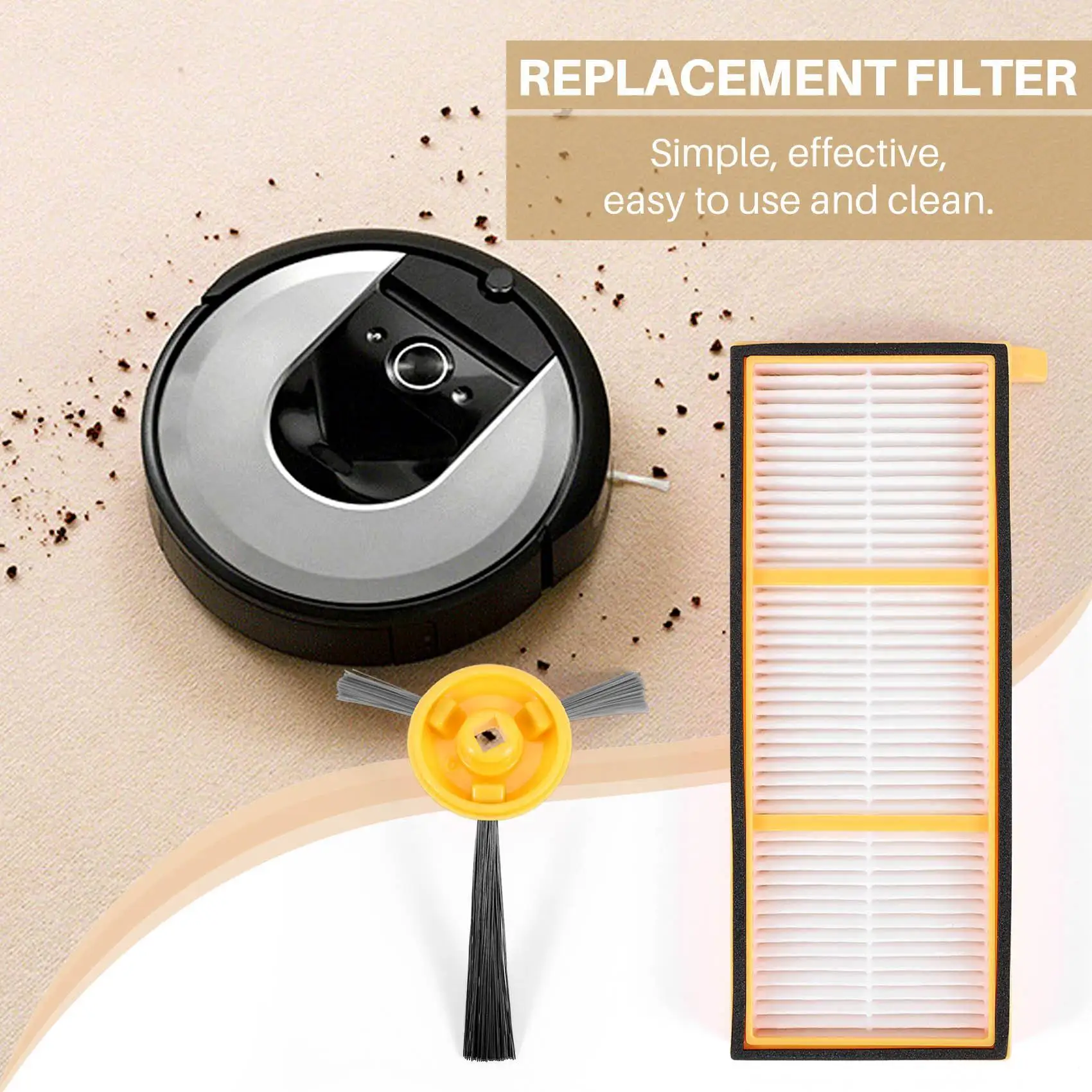 

【LAST CHANCE】Replacement Parts Kit For Shark Robot 750 720 Rv750 Rv720 Vacuum Include 6 Side Brushes, 3 Hepa Filters