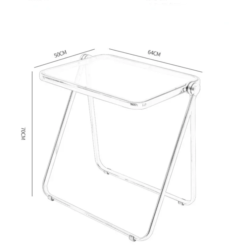 70*50cm Ins kryształowy przezroczysty składany stolik akrylowy stolik kawowy przenośny komputer do nauki w biurze do użytku domowego