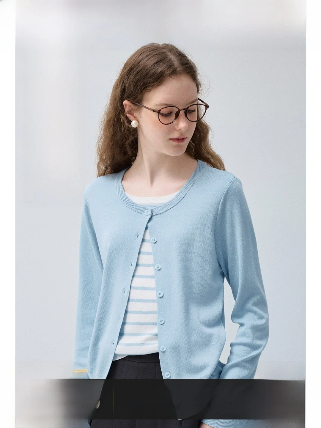 Rui plus Size Knitted Sweater Fake Two-Piece Lenzing Thin Shoulder Open Cardigan Autumn plus Size Women's Top Breathable