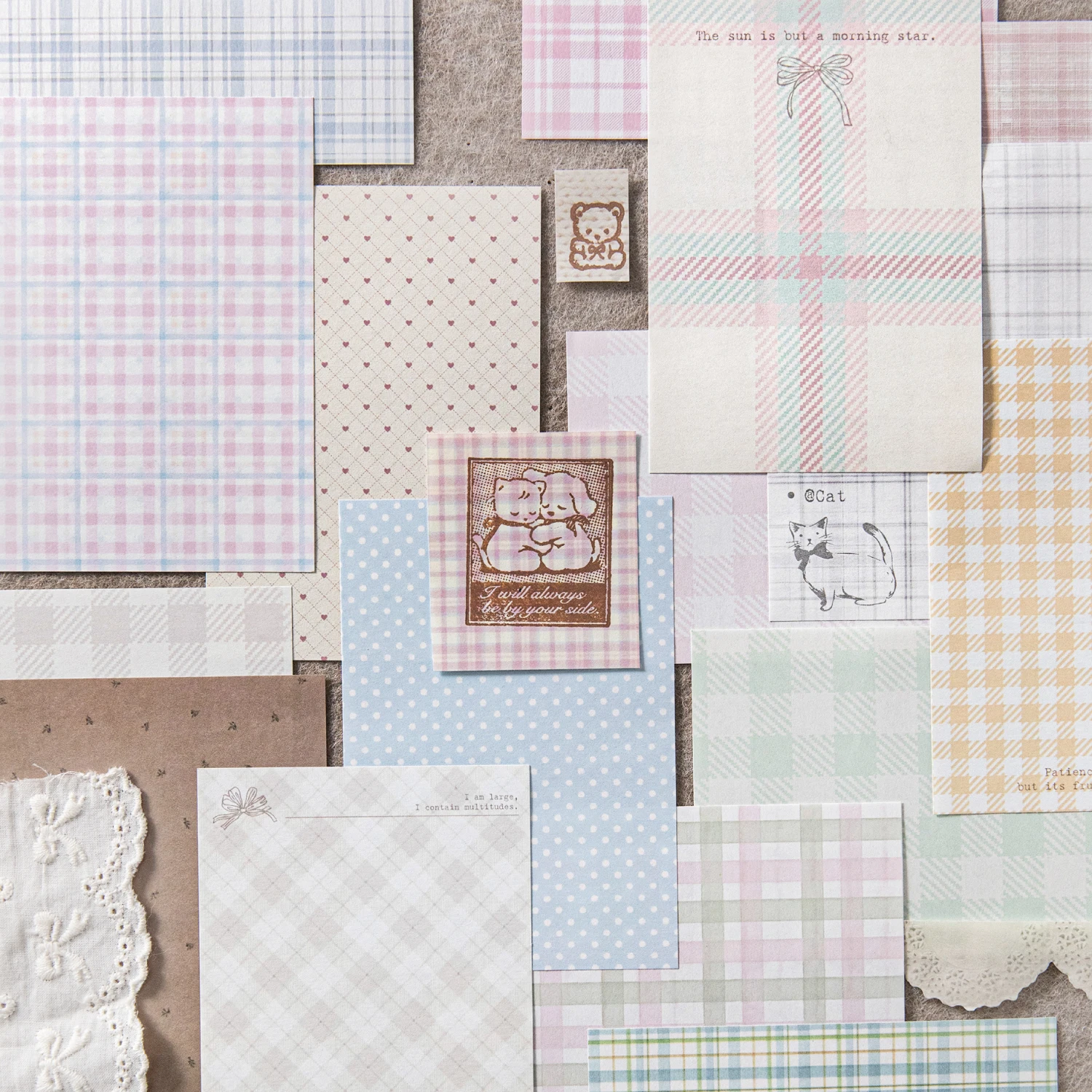 50pcs Creative Plaid Decor Scrapbook Vintage Material Paper Kit DIY Junk Journal Collage Photo Album Retro Background Paper view 4