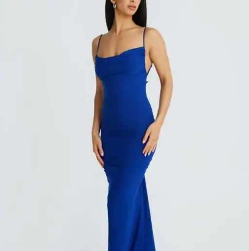 

2025 Summer New Sexy Fashion backless Solid Color Banquet Slimming Bag Hip Strap Dress