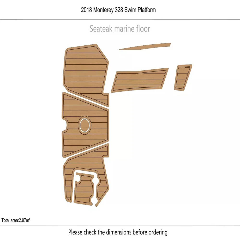 

2018 Monterey 328 swim platform 1/4" 6mm EVA Foam FAUX Teak deck floor Mat SeaDek MarineMat Gatorstep Style Self Adhesive