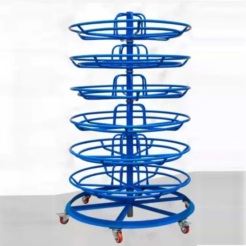 

Hydraulic Hoses Pipes Tubes Unroll 6 Layers / 1 Layer Flexible Hose Stock Steel Shelf Hydraulic Hose Rack Movable Basket