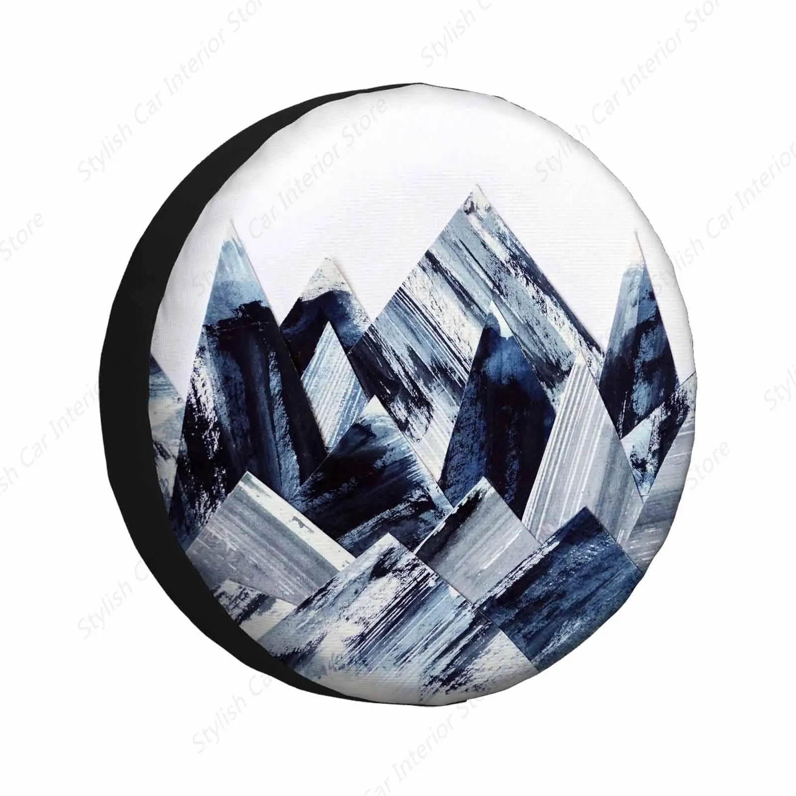 Abstract Iceberg Spare Tire Cover Cold Mountains Collage Ink Texture Geometric Graphic Weatherproof Universal Wheel Protector