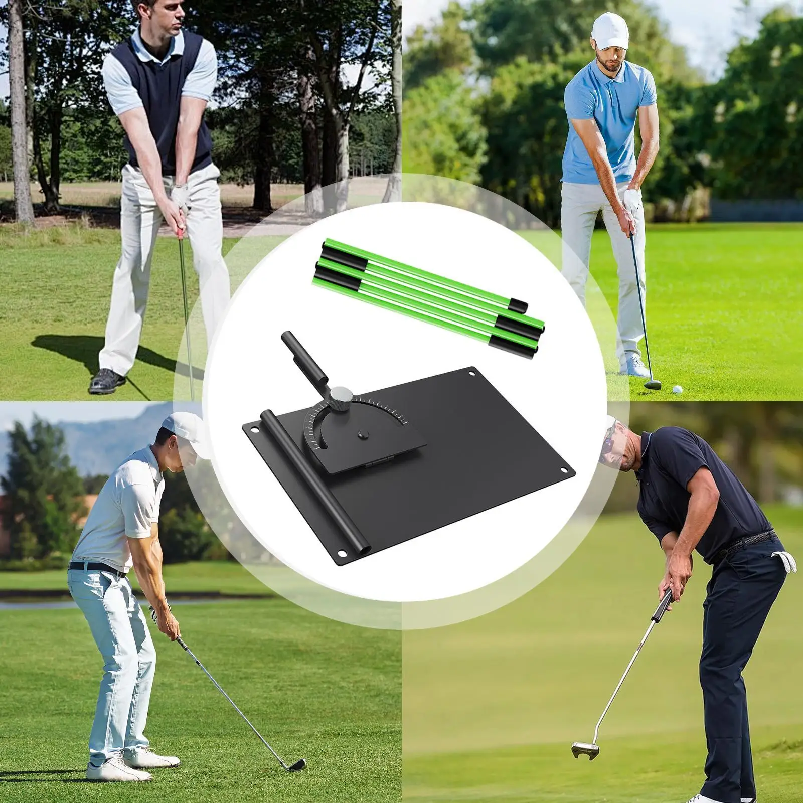 Golf Alignment Stick Holder 180 Degree Adjustable Portable Swing Plane Golf Training Aid for Men Women Golfer Aiming Putting
