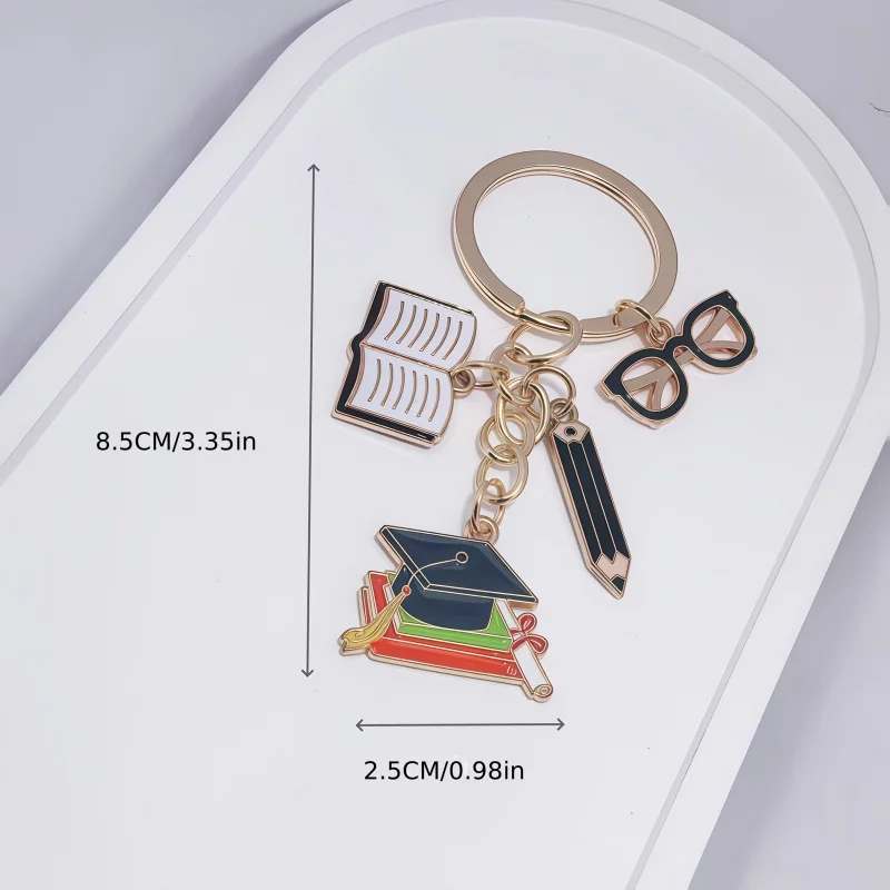 Graduation Season Bachelor's Cap & Alloy Book Keychain – Back-to-School Bag Charm, Backpack Pendant Decoration for Students